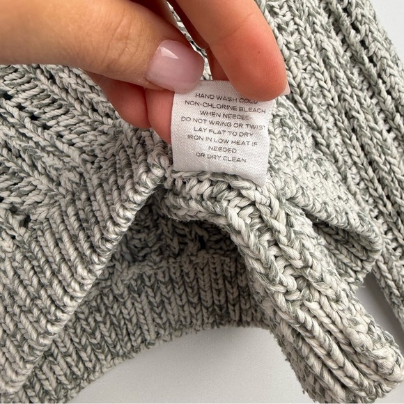 Duffy Women’s Small Open Stitch Cotton Sweater – Marled Gray/Coral - Picture 4 of 6